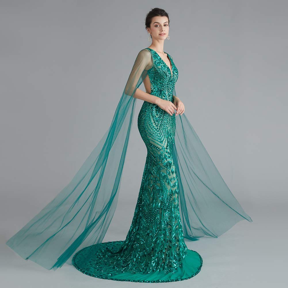 Engerla Silver Sequin Mermaid Prom Dress Elegant V-Neck Evening Gown for Women - Perfect for Homecoming, Bridal Party, and Formal Events