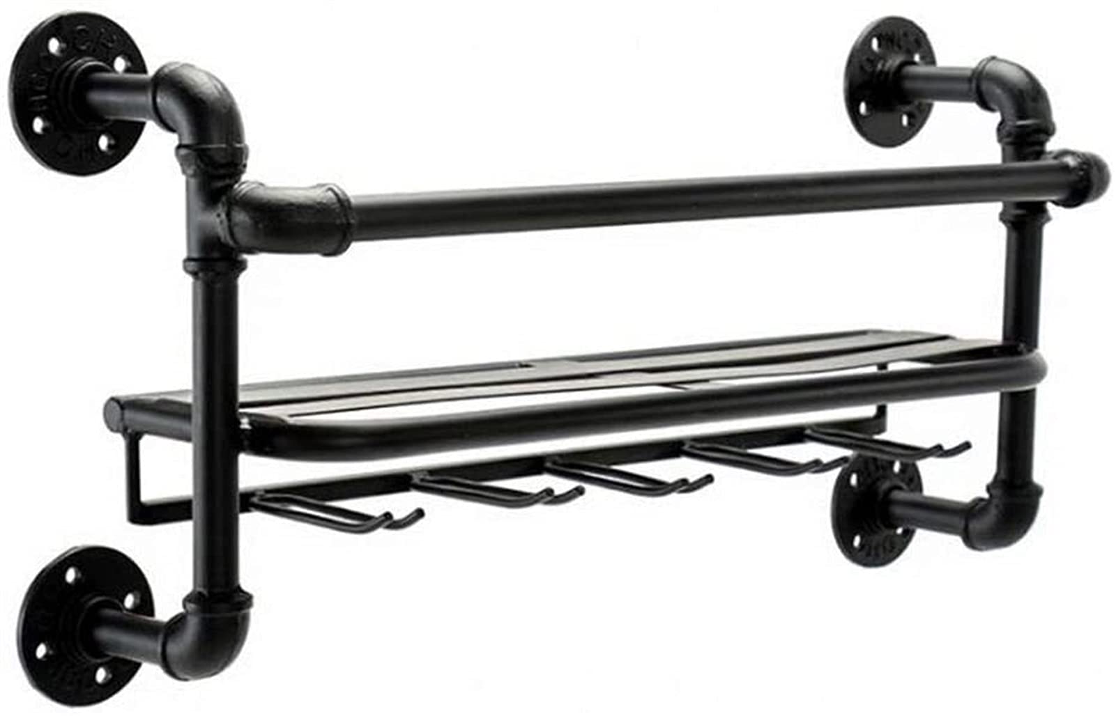 Vintage Wrought Iron Wall-Mounted Wine Rack - Black Display Stand for Kitchen & Bar Decor