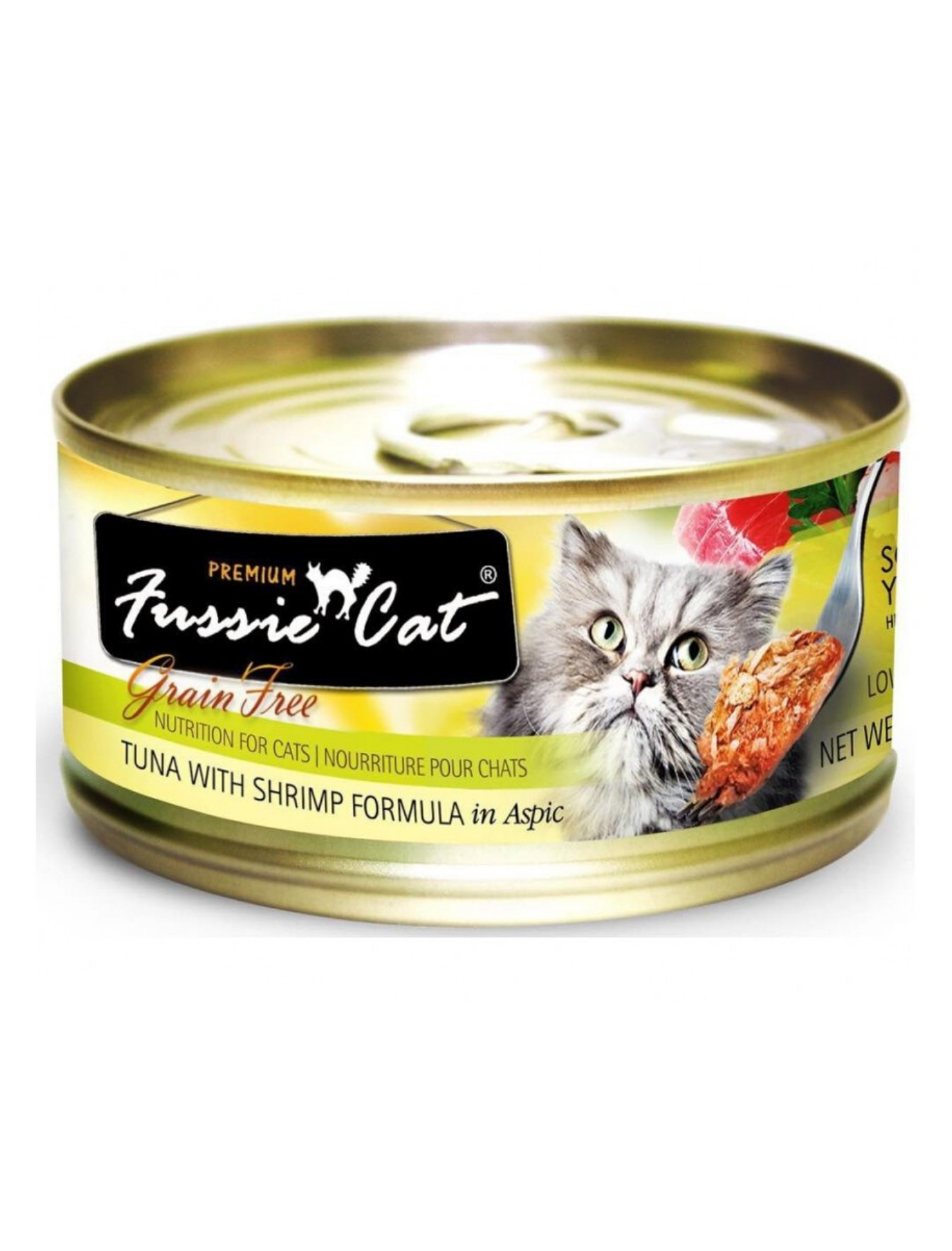 Premium Fussie Cat Black Label Tuna & Shrimp Wet Cat Food - Grain-Free, High-Protein 80g Canned Cat Food for Adult & Senior Cats - Perfect for Picky Eaters & Special Occasions