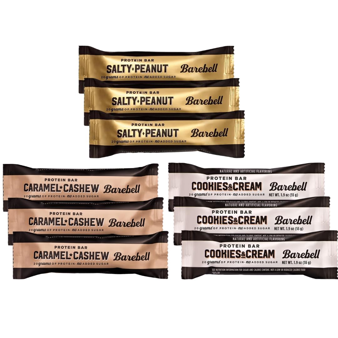 Barebels High Protein Bars Variety Pack - 20g Protein per Bar, Low Sugar, Gluten Free Snacks (9 Pack) - Perfect for Gym, Workout Recovery & Healthy On-the-Go Nutrition