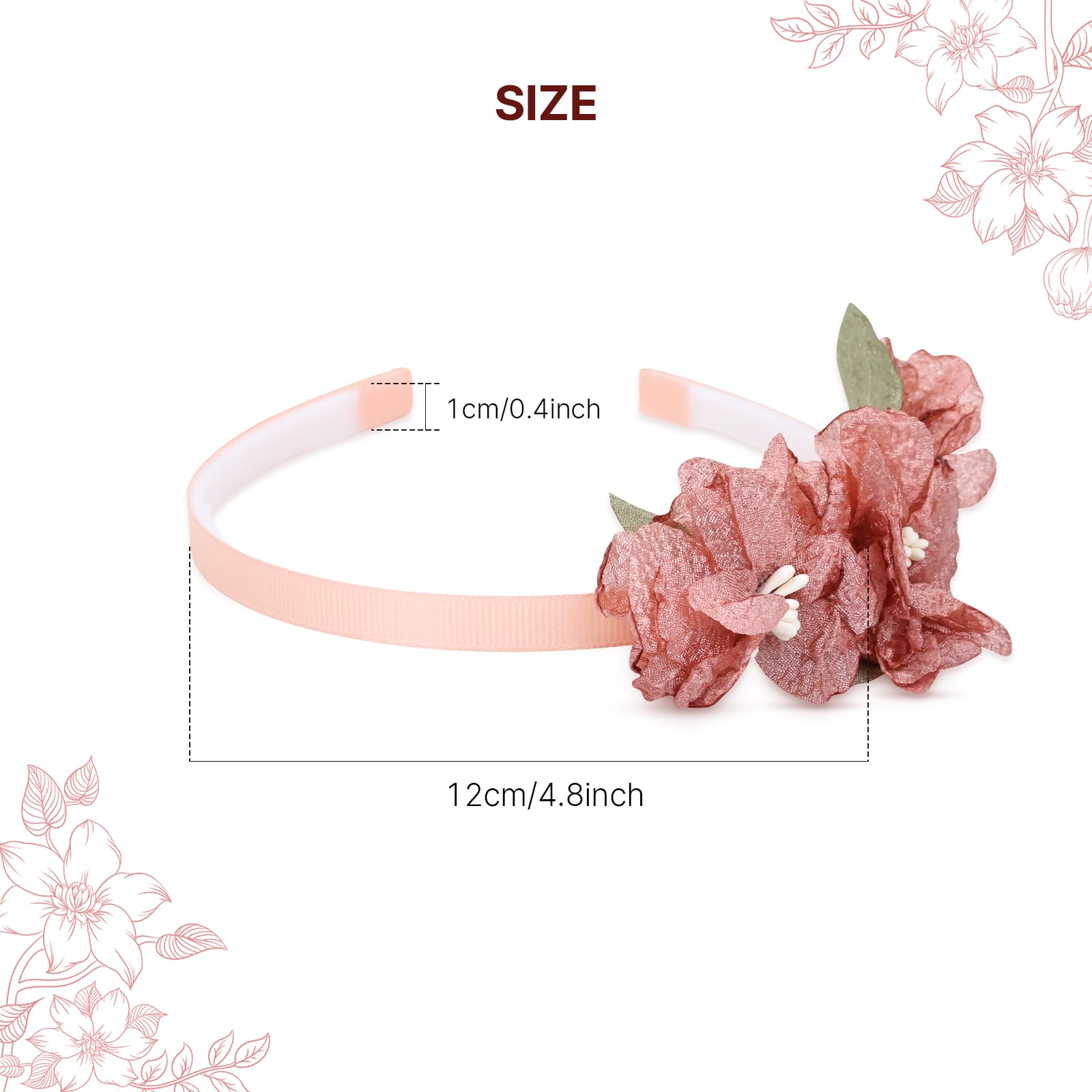 5-Piece Floral Headbands for Girls - Plastic Flower Hair Bands & Hoops Accessories for Toddlers, Kids & Teens - Perfect for Birthday Parties, Photo Shoots & Spring Outfits