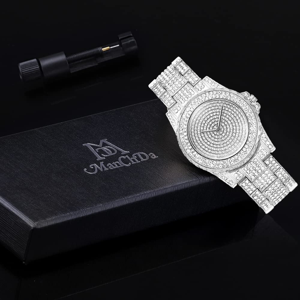 ManChDa Diamond Watch for Women - Iced Out Luxury Bling Rhinestone Watch with Sparkling Crystals - Perfect for Parties, Weddings & Special Occasions