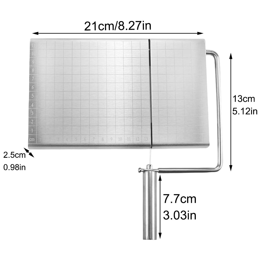 Premium Stainless Steel Cheese Slicer with 6 Replacement Wires - Cheese Cutter Board for Block Cheese, Effortless Slicing - Perfect for Kitchen, Party Platters & Charcuterie Boards (Silver)