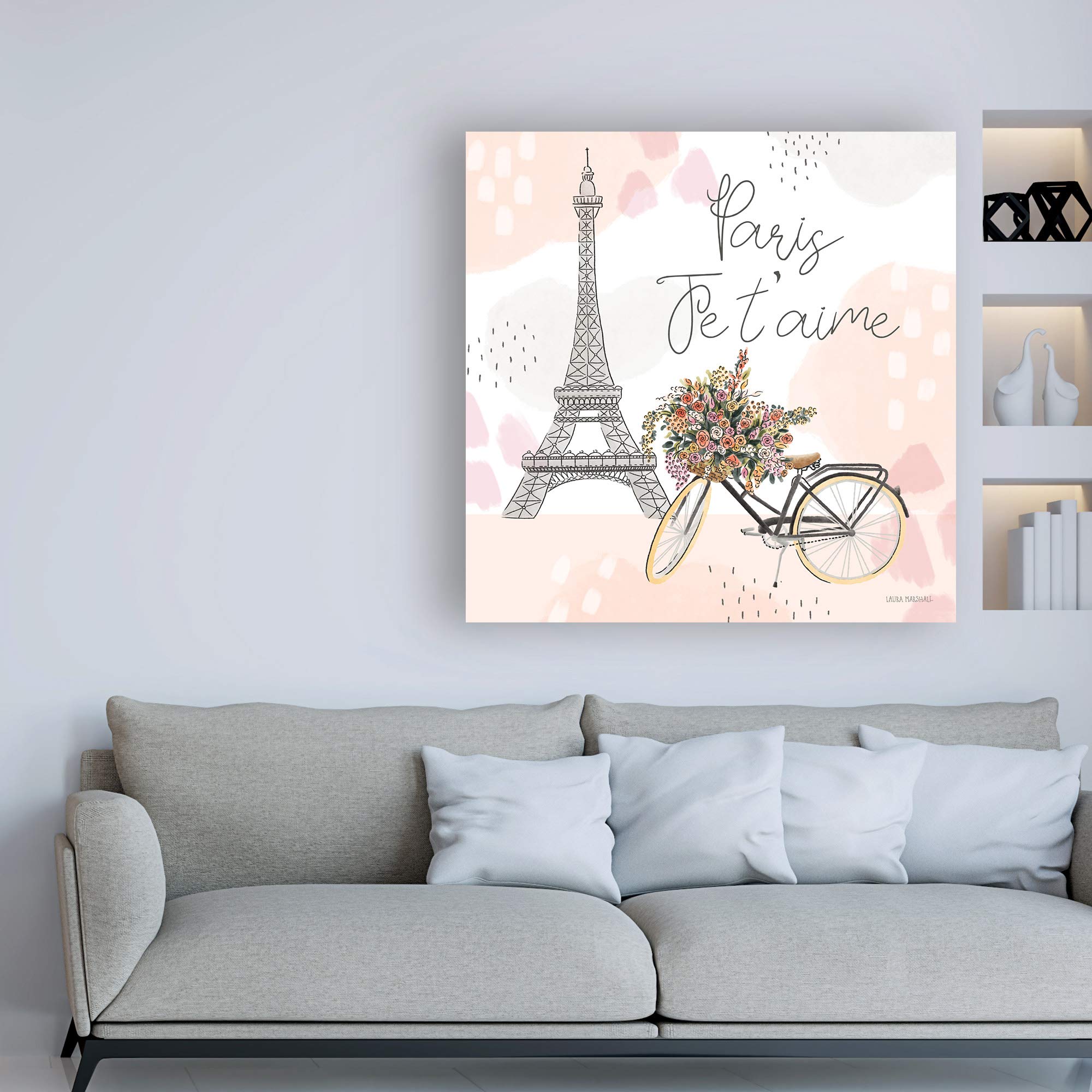 Laura Marshall Sweet Paris II Framed Art Print - 18x18 Inches - Romantic Parisian Wall Decor for Living Room, Bedroom & Office