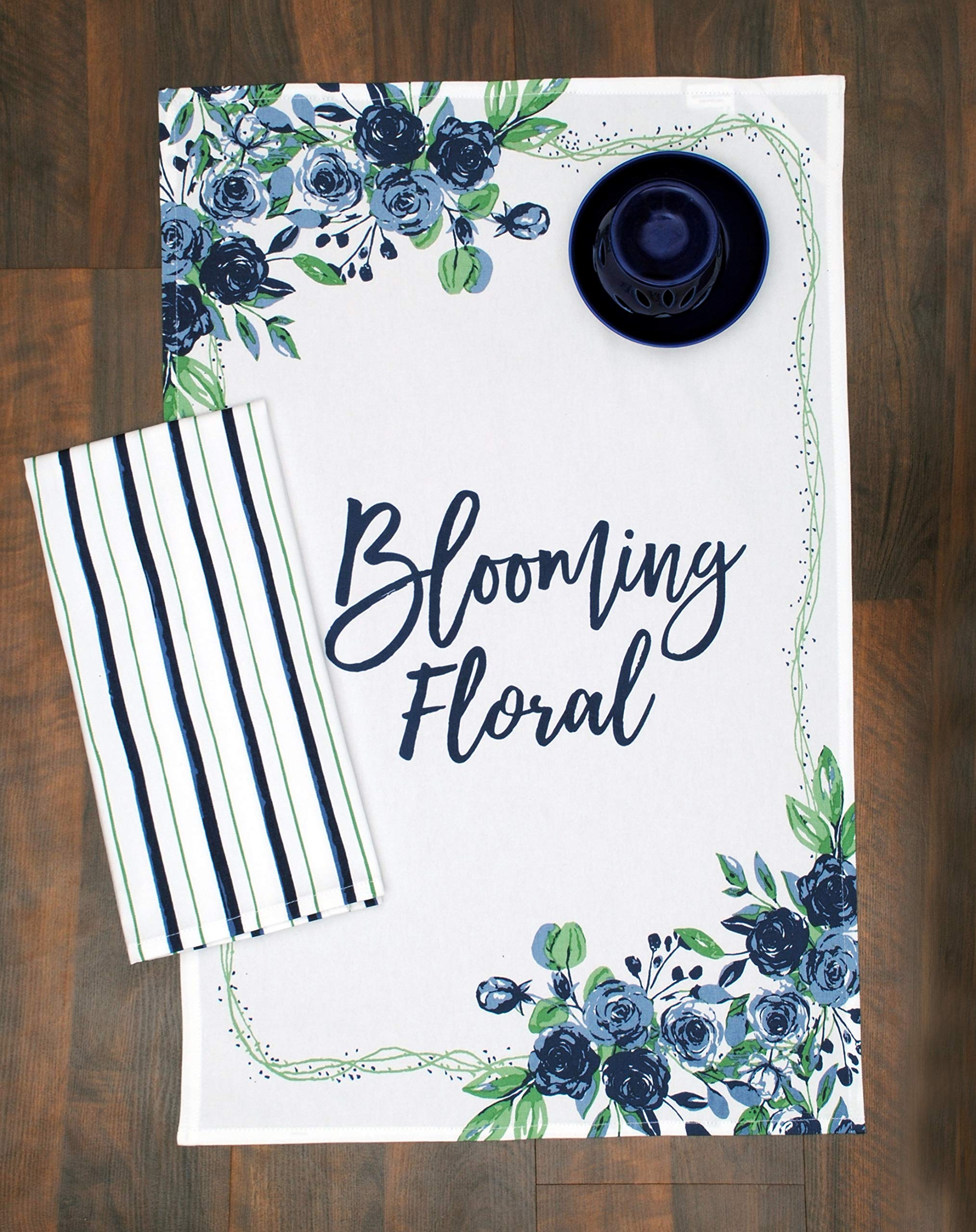 AMOUR INFINI 5-Piece Kitchen Set - Heat Resistant Oven Mitts, Pot Holders & Adjustable Cotton Apron with Blooming Floral Design | Perfect for Cooking, Baking & Grilling | Ideal Gift for Home Chefs
