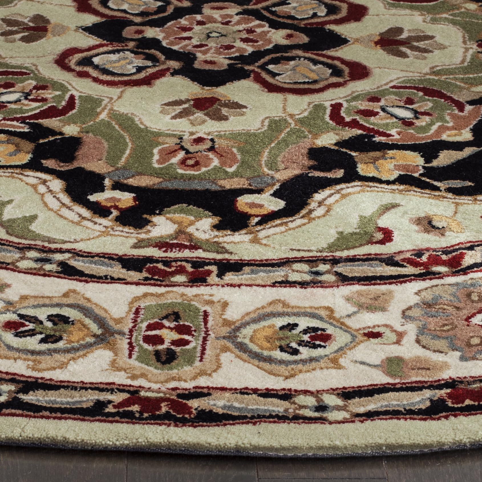 SAFAVIEH Total Performance Collection 6-Foot Round Hand-Hooked Oriental Area Rug in Soft Green & Ivory - TLP718A - Perfect for Living Room, Bedroom or Office Decor
