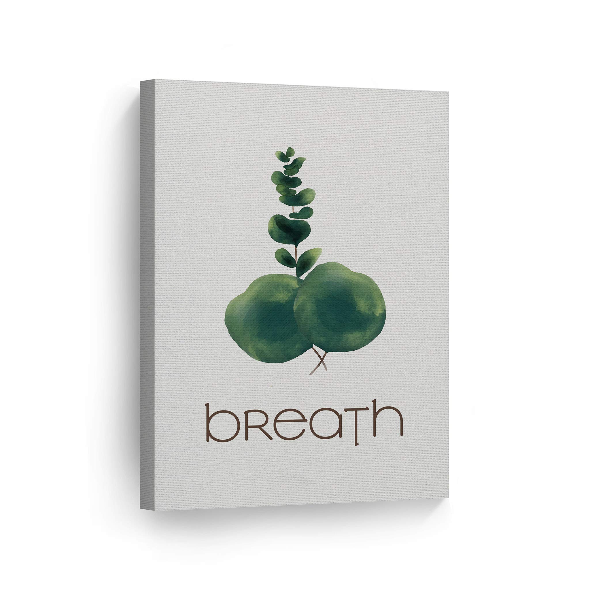 Smile Art Design Breath Typography Canvas Print - 40x30 Inch Ready to Hang Bathroom Wall Decor, Home Decoration Made in USA | Perfect for Bathroom Signs, Spa Decor & Housewarming Gifts