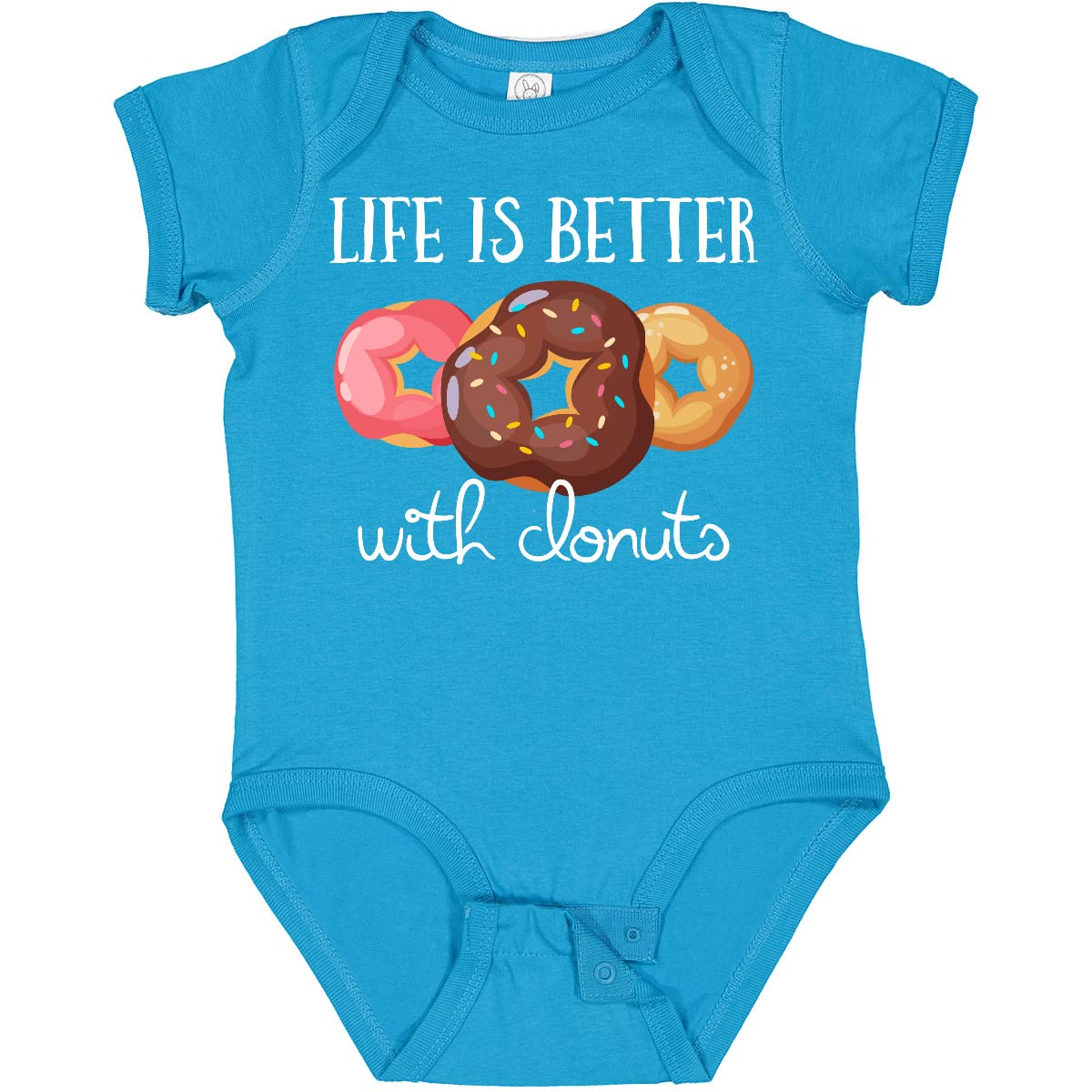 Inktastic Life is Better with Donuts Baby Bodysuit - Soft Cotton Cute Donut Print Onesie for Newborns & Infants - Perfect for Birthday, Photo Shoots & Everyday Outfits