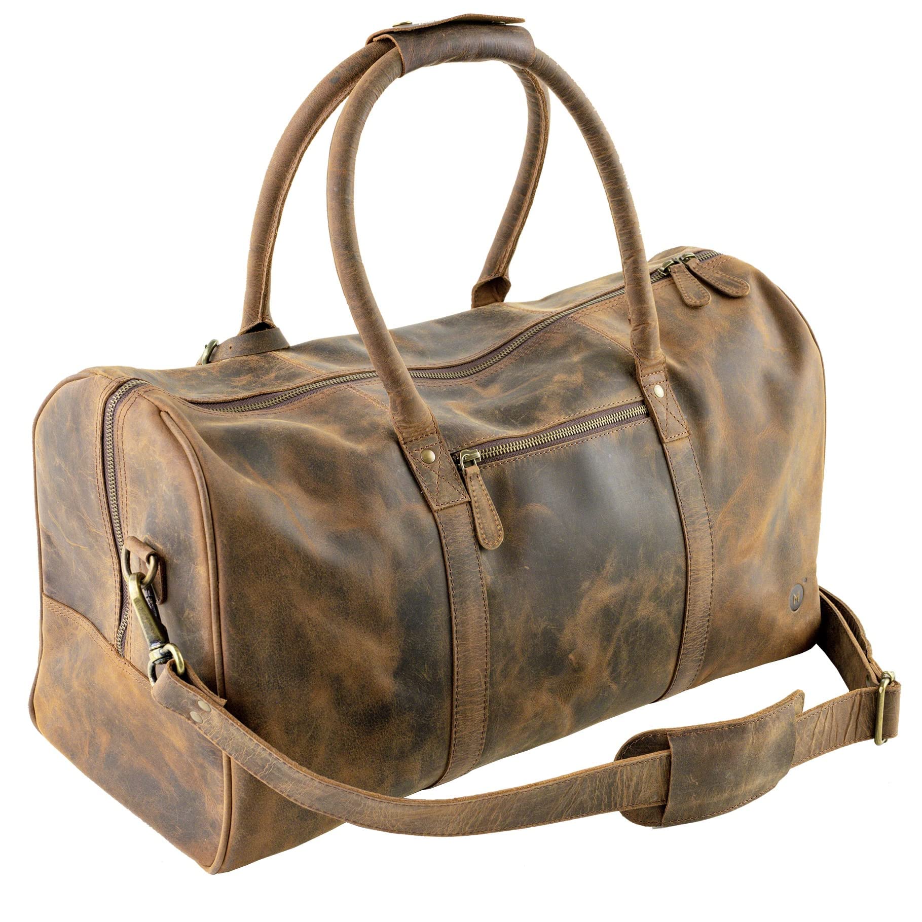Premium Buffalo Leather Duffle Bag for Men & Women - Vintage Rustic Weekender Travel Bag - Perfect for Gym, Business Trips & Weekend Getaways