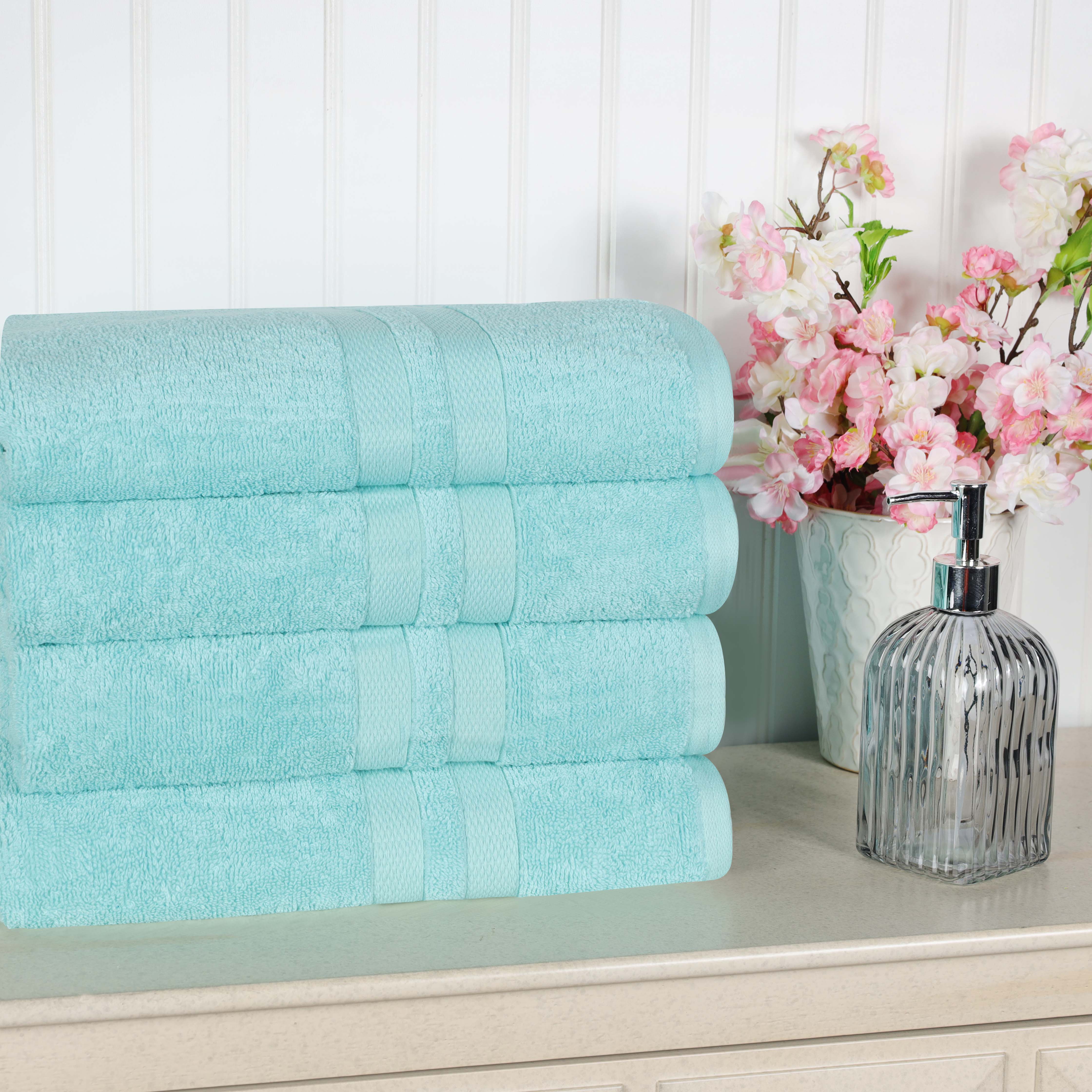 Premium Ultra Soft 100% Cotton Bath Towels Set of 4 - Highly Absorbent, Quick-Drying, Solid Color Bath & Beach Towels for Spa, Gym, Pool, and Home Use