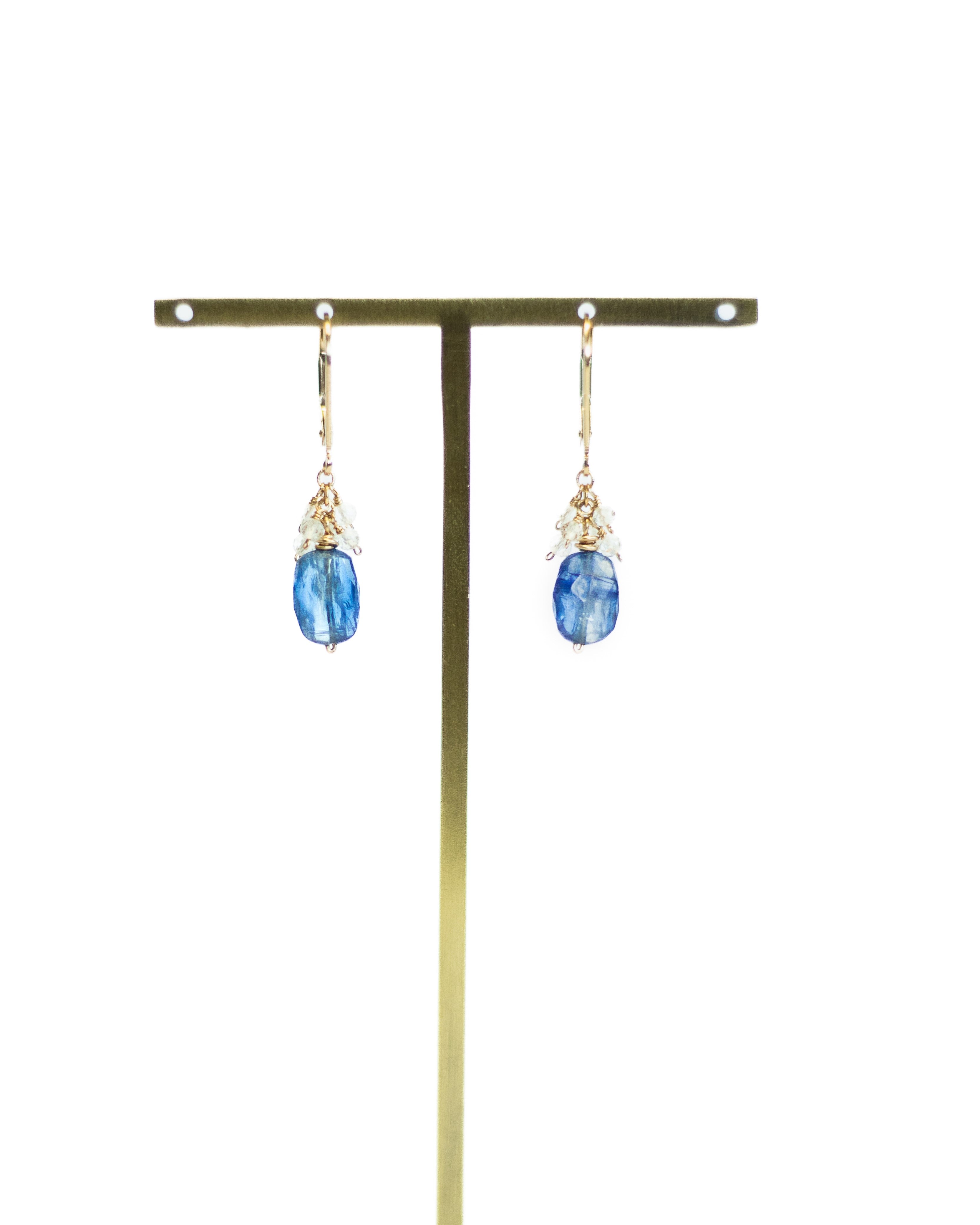 Blue Kyanite & Moonstone Earrings for Women - Handmade Dangle Jewelry by Julia Balestracci - Perfect for Weddings, Parties & Boho Fashion