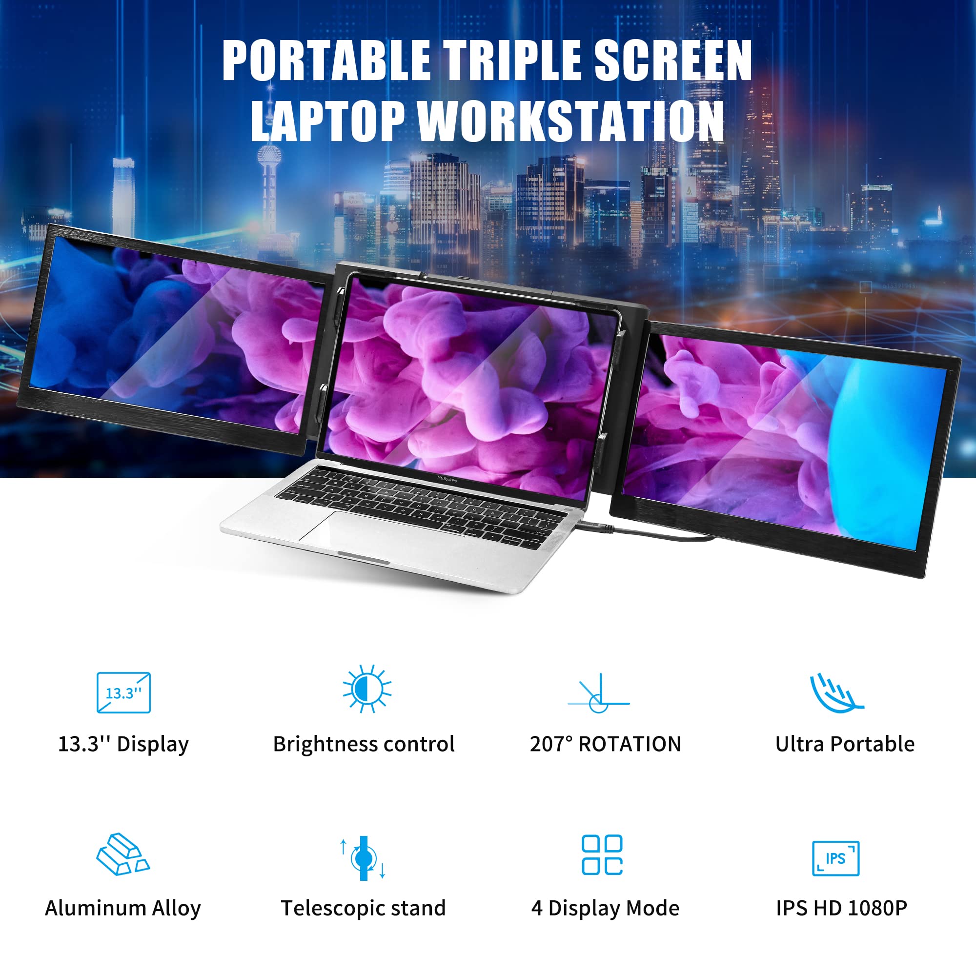 **Alecewey P2 PRO Triple Portable Monitor for Laptop - 13.3