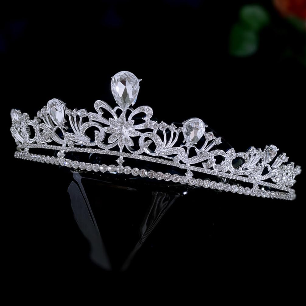 Amosfun Elegant Crown Hair Jewelry Tiaras for Women - Zinc Alloy Wedding Headpiece Bridal Accessories - Perfect for Bridal Showers, Weddings, Prom & Special Occasions