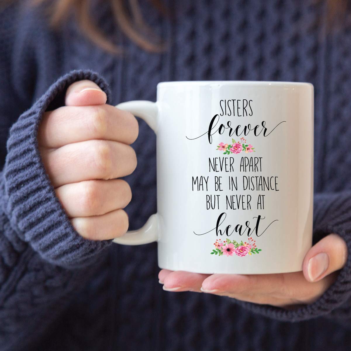 Personalized Sister Gifts - Best Going Away Present for Sisters - Long Distance Keepsake Coffee Mug - 11oz White Ceramic Cup - Perfect for Birthday, Christmas & Sister Bonding Moments