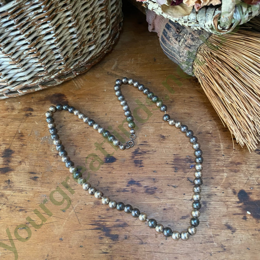 Elegant Sterling Silver Pearl Necklace with Stunning Patina - 25.5 Inch Length for Women | Perfect for Weddings, Parties & Special Occasions