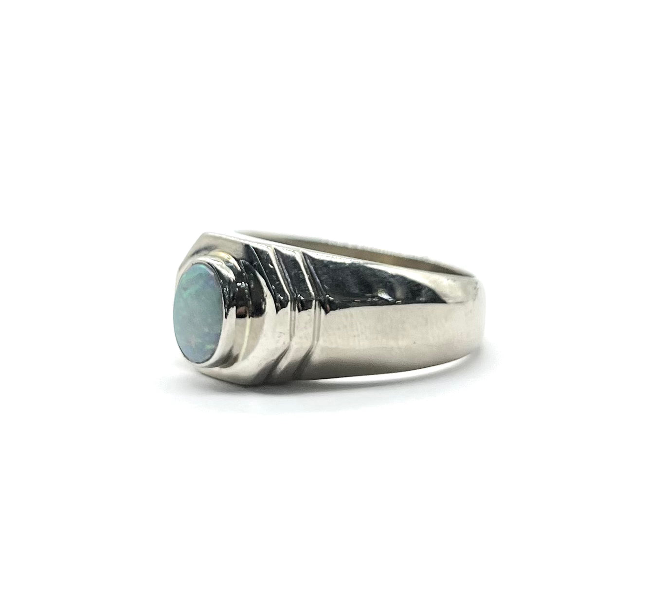 Men's White Gold Opal Ring - Elegant Handmade Jewelry for Wedding, Engagement & Anniversary Gifts - Perfect for Special Occasions & Everyday Wear