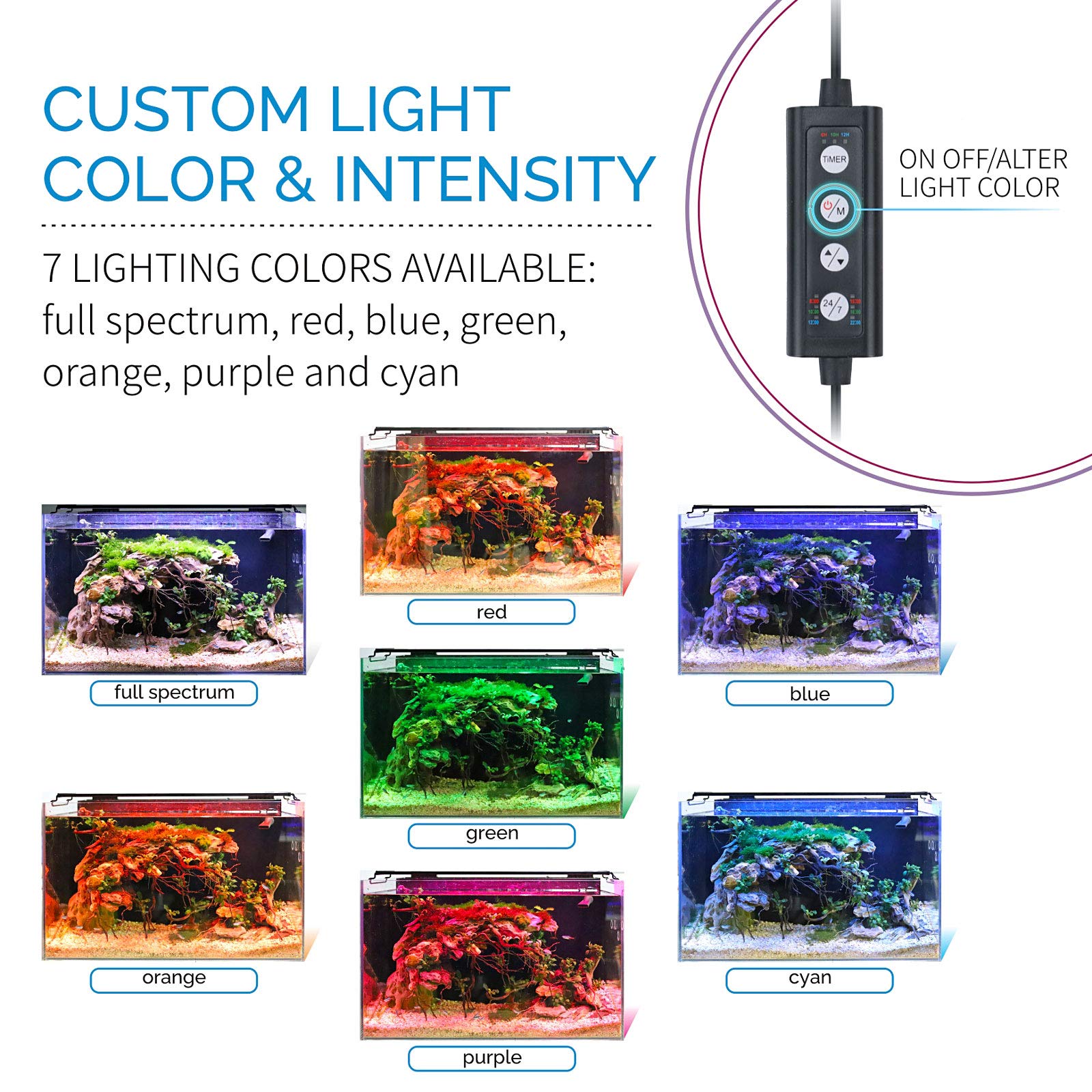 Hygger Advanced LED Aquarium Light with Timer - 24/7 Lighting Cycle & DIY Mode - Full Spectrum Fish Tank Light for 18-24 Inch Freshwater Planted Tanks - Perfect for Aquatic Plants, Coral Reefs & Home Aquarium Decoration