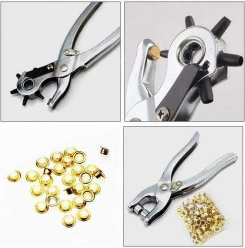 ZEUTER 2-Piece Leather Hole Punch & Grommet Setting Tool Kit - Heavy Duty Metal Handheld Punch Plier for Belts, Leather Craft, Cardboard - Includes Eyelet Pliers & Button Setter (Silver) - Perfect for DIY Leatherworking, Shoe Repair & Craft Projects