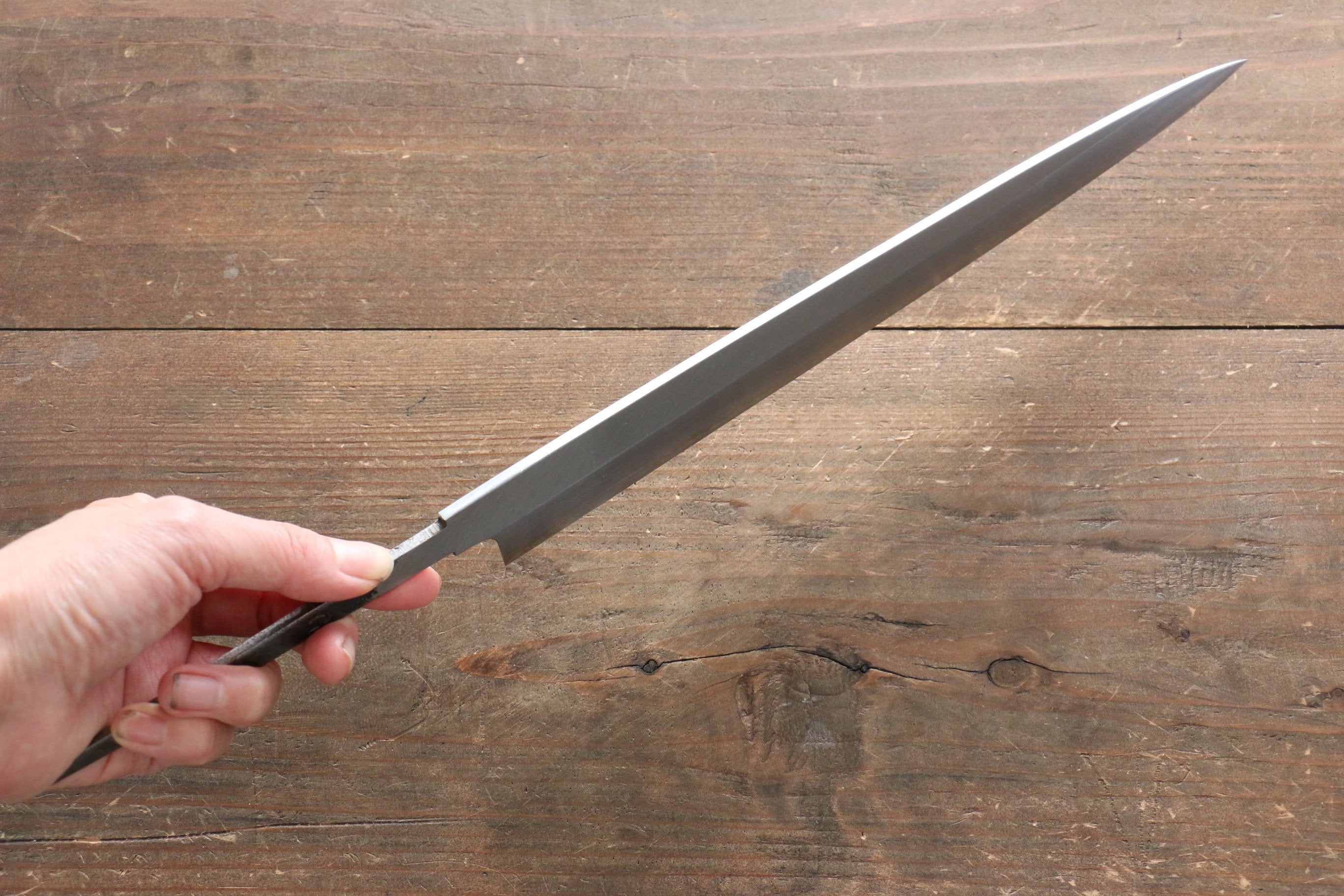 Premium Minamoto Akitada Blue Steel No.1 DX Yanagiba 270mm Sushi Knife - Handcrafted Japanese Chef Knife for Sashimi, Sushi & Precision Cutting (Blade Only) - Perfect for Professional Chefs & Home Cooking Enthusiasts