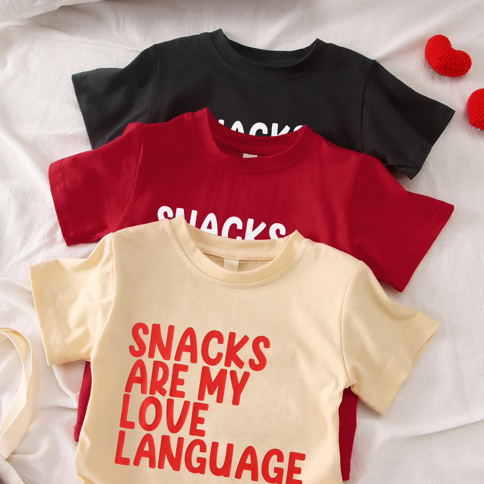 Funny Valentine's Day Kids T-Shirt - Snacks Are My Love Language Graphic Tee for Toddler Boys & Girls | Cute Holiday Outfit for School, Parties & Family Photos