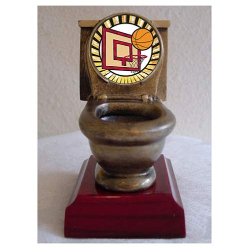 Custom Fantasy Basketball Toilet Bowl Trophy - Personalized 3-Line Engraving - Perfect for Fantasy League Losers & Fun Awards Ceremonies