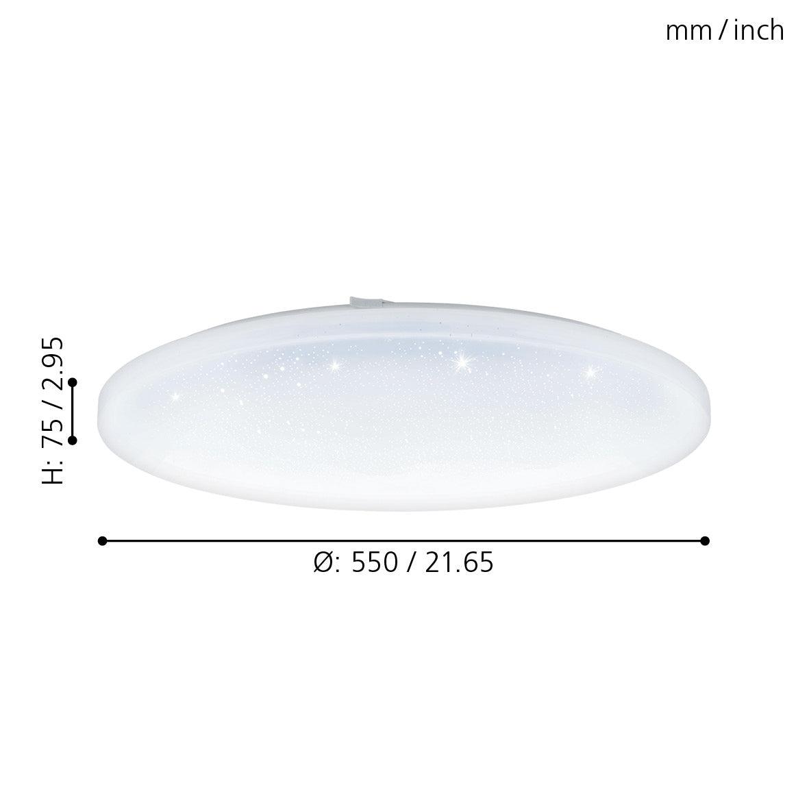 Eglo Frania S Round LED Flush Mount Ceiling Light - 55cm/21.7 Inch Modern Fixture for Bedroom, Kitchen, Hallway & Living Room Lighting