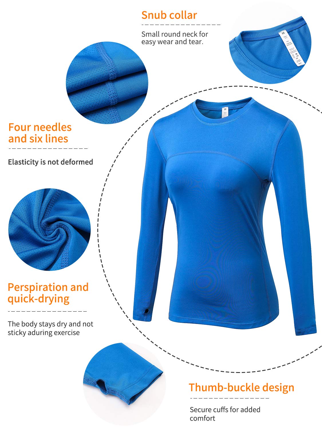 3 Pack Women's Long Sleeve Performance Shirts - Moisture Wicking Base Layer, Quick Dry Athletic Tops with Thumb Holes for Running, Yoga & Outdoor Workouts