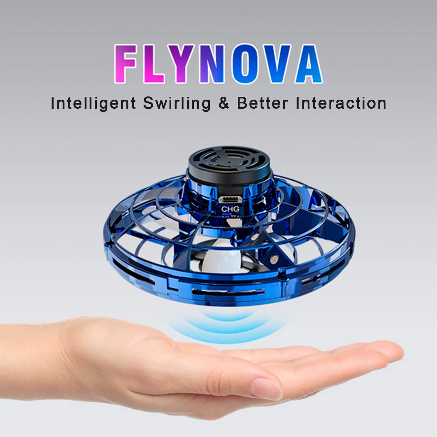 **FLYNOVA Light Up UFO Drone - Hand Operated Mini Flying Orb Toy with LED Lights, Hover Boomerang Spinner - Cool Christmas Birthday Gift for Kids, Teens & Adults - Fun Indoor Outdoor Game for Family & Friends**    *(Use Cases: Perfect for birthday parties, holiday gifts, family game nights, outdoor play, and stocking stuffers!)*