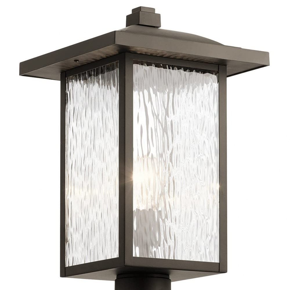 Kichler Capanna 18.25 Inch Black Textured Outdoor Post Light with Clear Water Glass - Perfect for Porch, Patio, Garden & Pathway Lighting