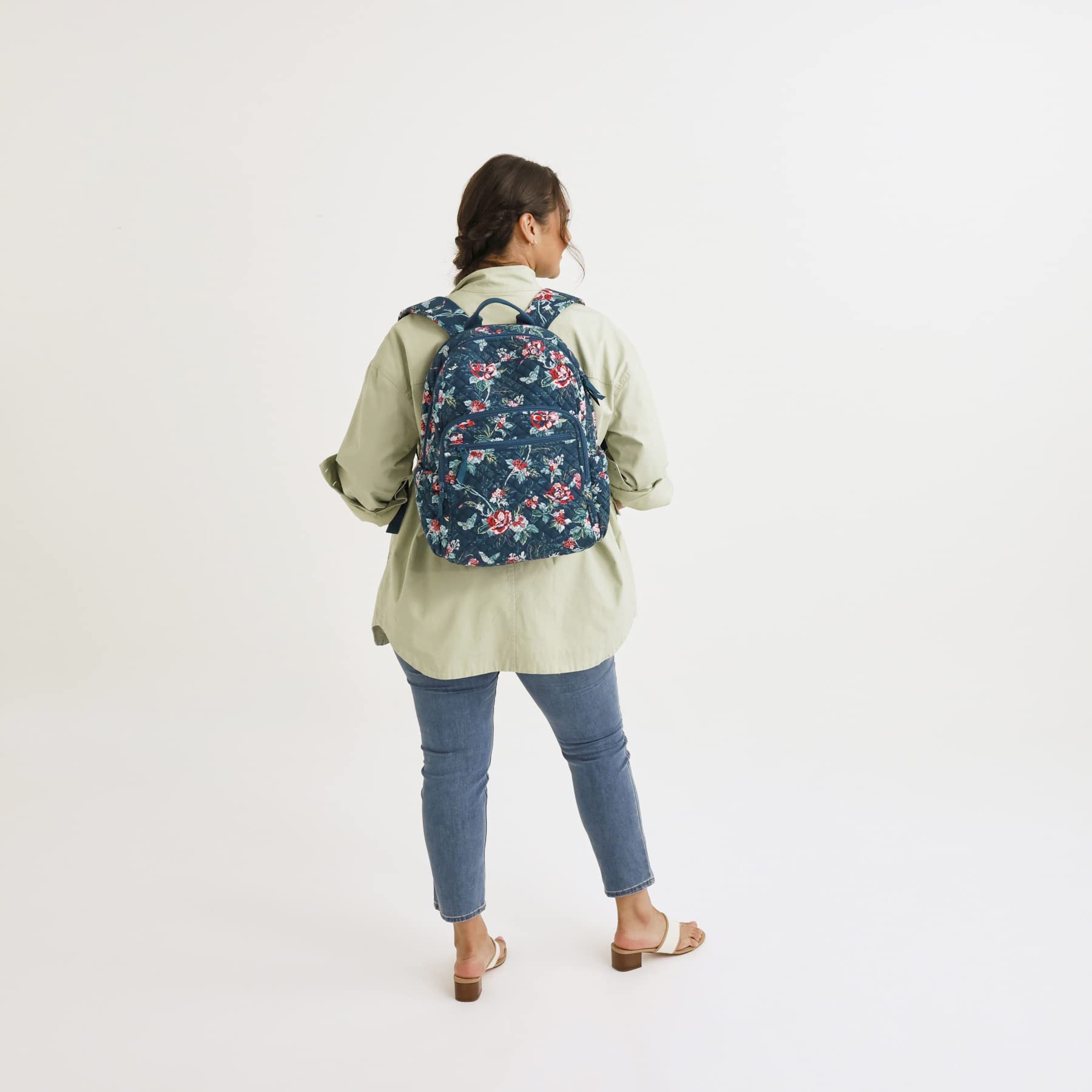 Vera Bradley Women's Denim Campus Backpack - Stylish Laptop Bookbag for College & Travel | Durable School Backpack for Students & Professionals