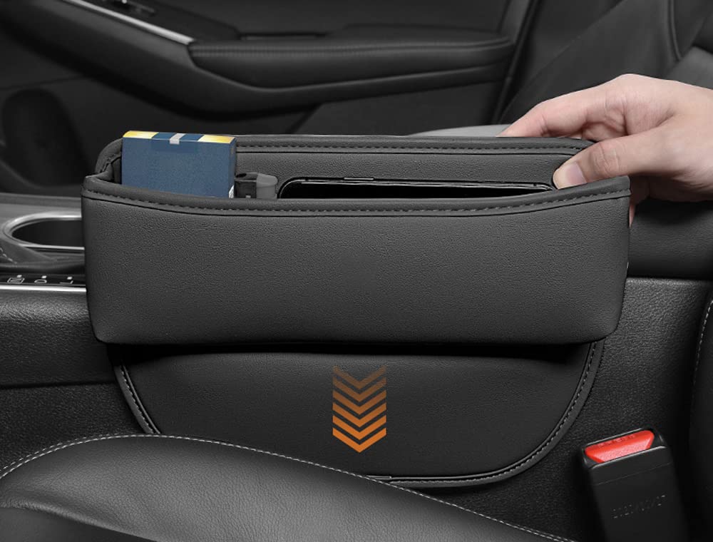 Universal Car Seat Gap Filler Organizer - Leather Storage Box for Phones, Cards & Keys | Front Seat Gap Organizer for Cars, SUVs & Trucks | Keep Your Vehicle Interior Neat & Tidy (1PC) - Perfect for Road Trips, Commuting & Daily Driving
