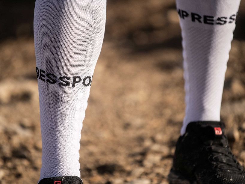 Compressport Unisex Running Socks - Breathable Cushioned Athletic Socks for Men & Women - White - Perfect for Marathon, Trail Running & Workout