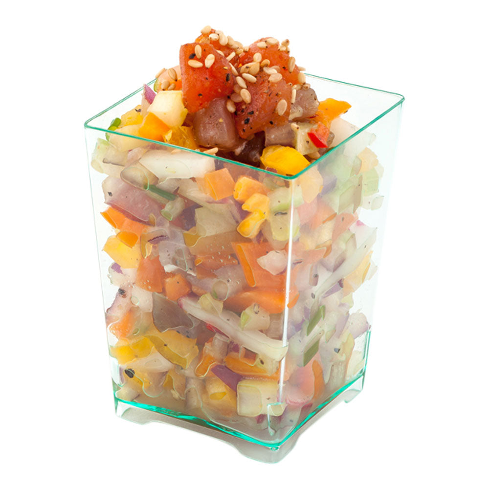 4 oz Square Seagreen Plastic Tall Quadrato Cups - 20 Count Box (2