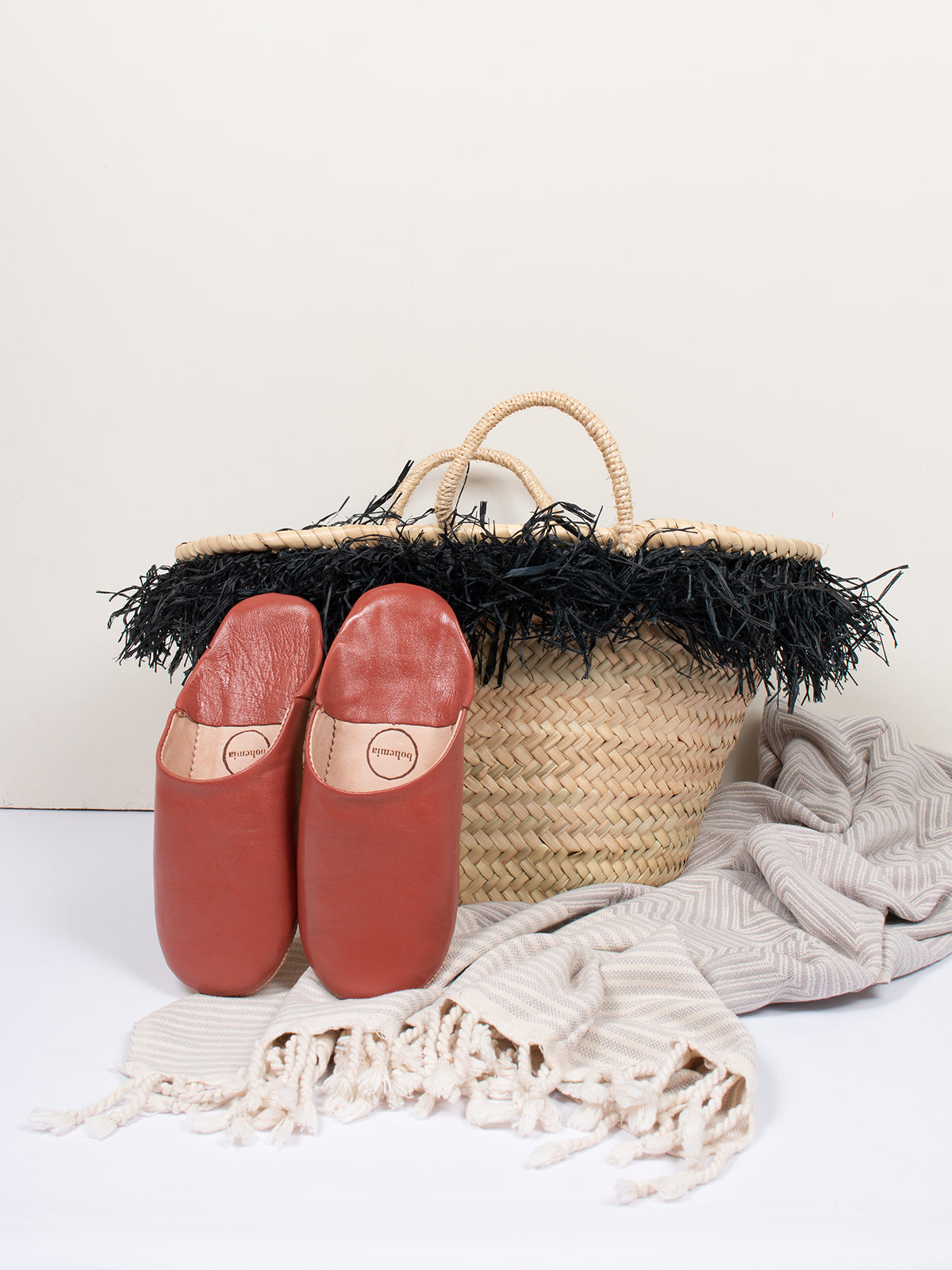Stylish Black Raffia Tassel Basket - Handwoven Storage Organizer for Home Decor, Nursery, or Beach Essentials | Perfect for Laundry, Toys, and Blankets