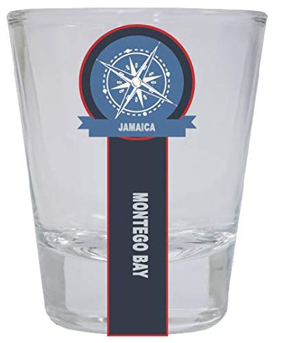 Montego Bay Jamaica Nautical Souvenir Round Shot Glass - Authentic Jamaican Drinking Cup for Beach Parties, Bar Decor & Tropical Gift Ideas