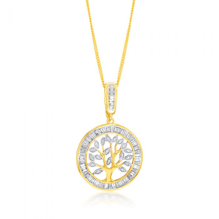 18ct Yellow Gold & White Gold Diamond Pendant Necklace for Women - Elegant Jewelry Gift for Anniversary, Valentine's Day & Special Occasions