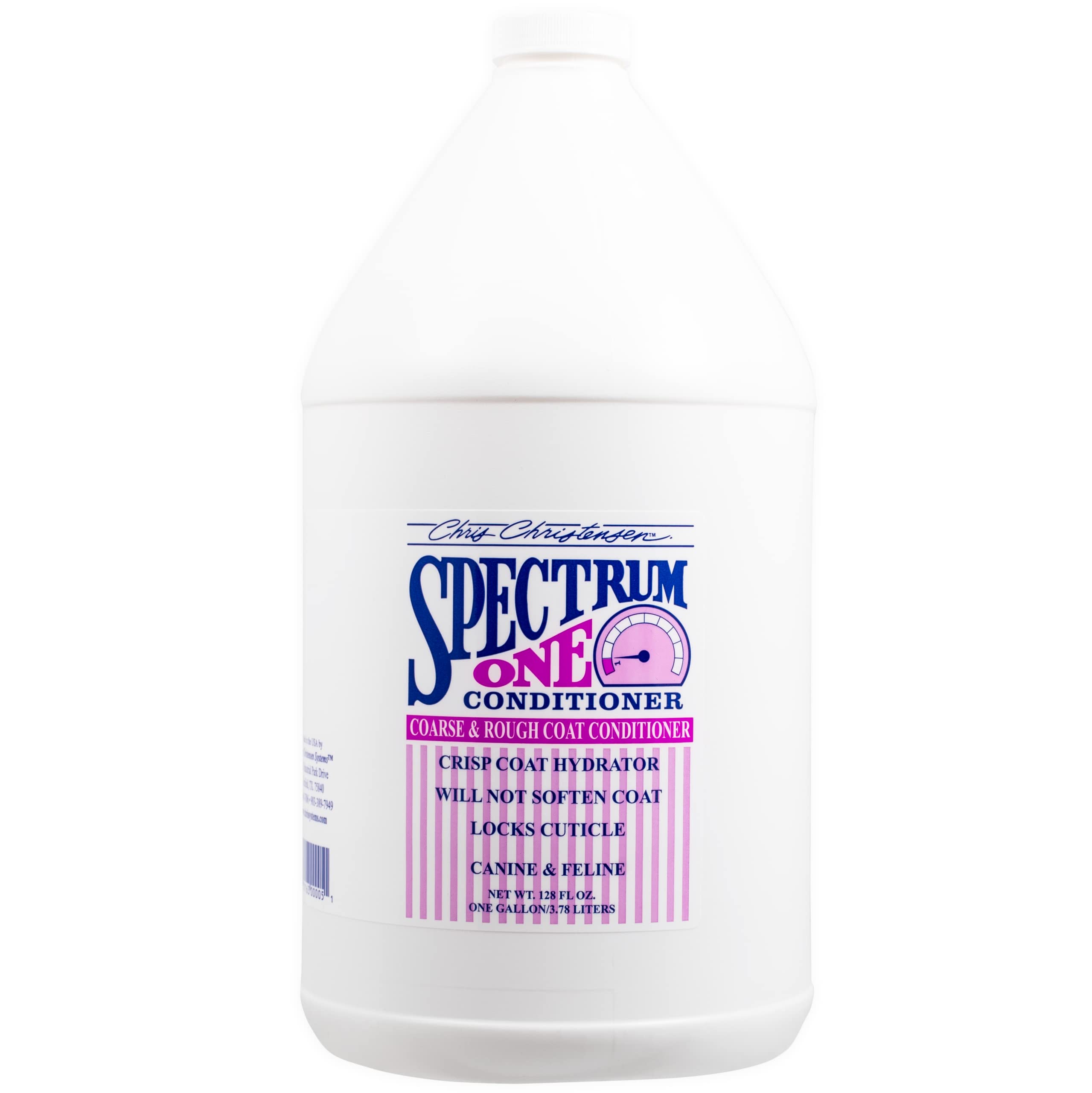 Chris Christensen Spectrum One Ultra Concentrated Dog Conditioner - 1 Gallon (Makes 8 Bottles) | Professional Grooming for Coarse & Rough Coats | Hydrates Inner Cortex | Made in USA | Ideal for Show Dogs & Daily Pet Care