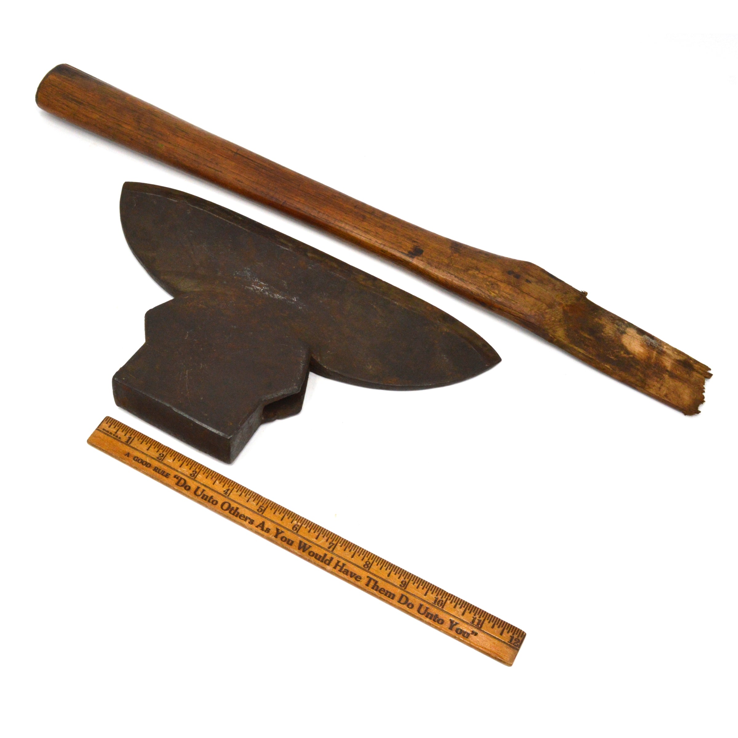 Vintage Broad Hewing Axe with Partial Makers Mark - Michigan Pattern 13