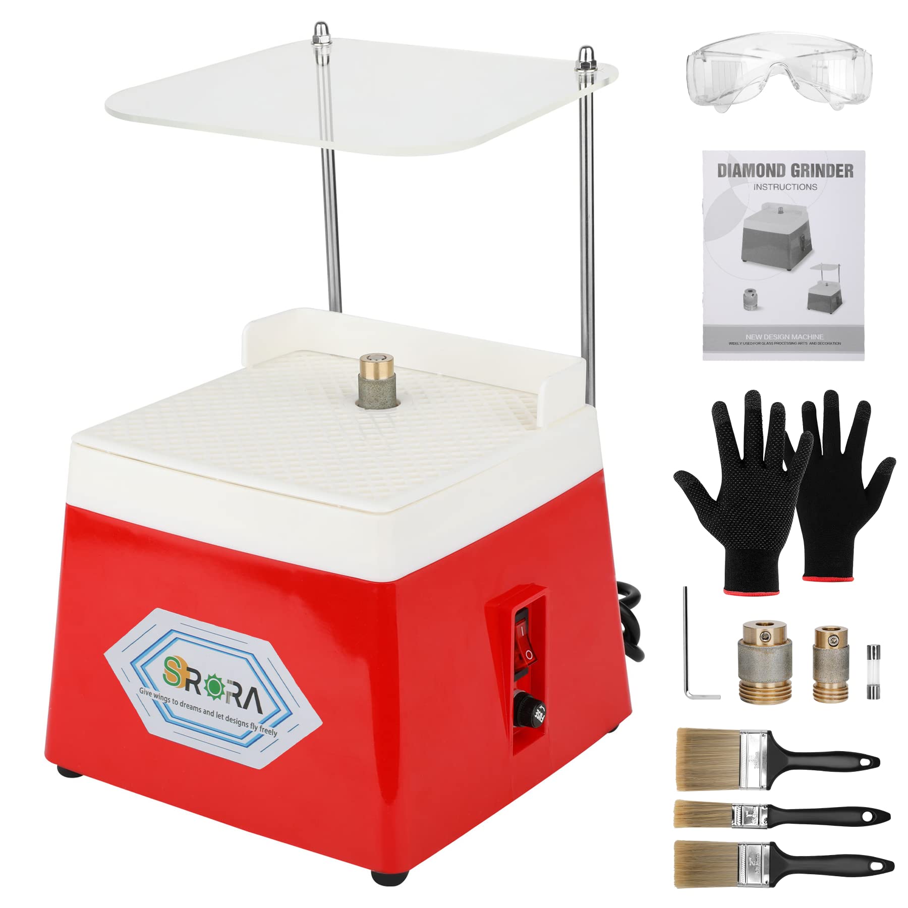 Professional 4200r/min Stained Glass Grinder Kit - 110V 65W Portable DIY Glass Art Tool with 5/8
