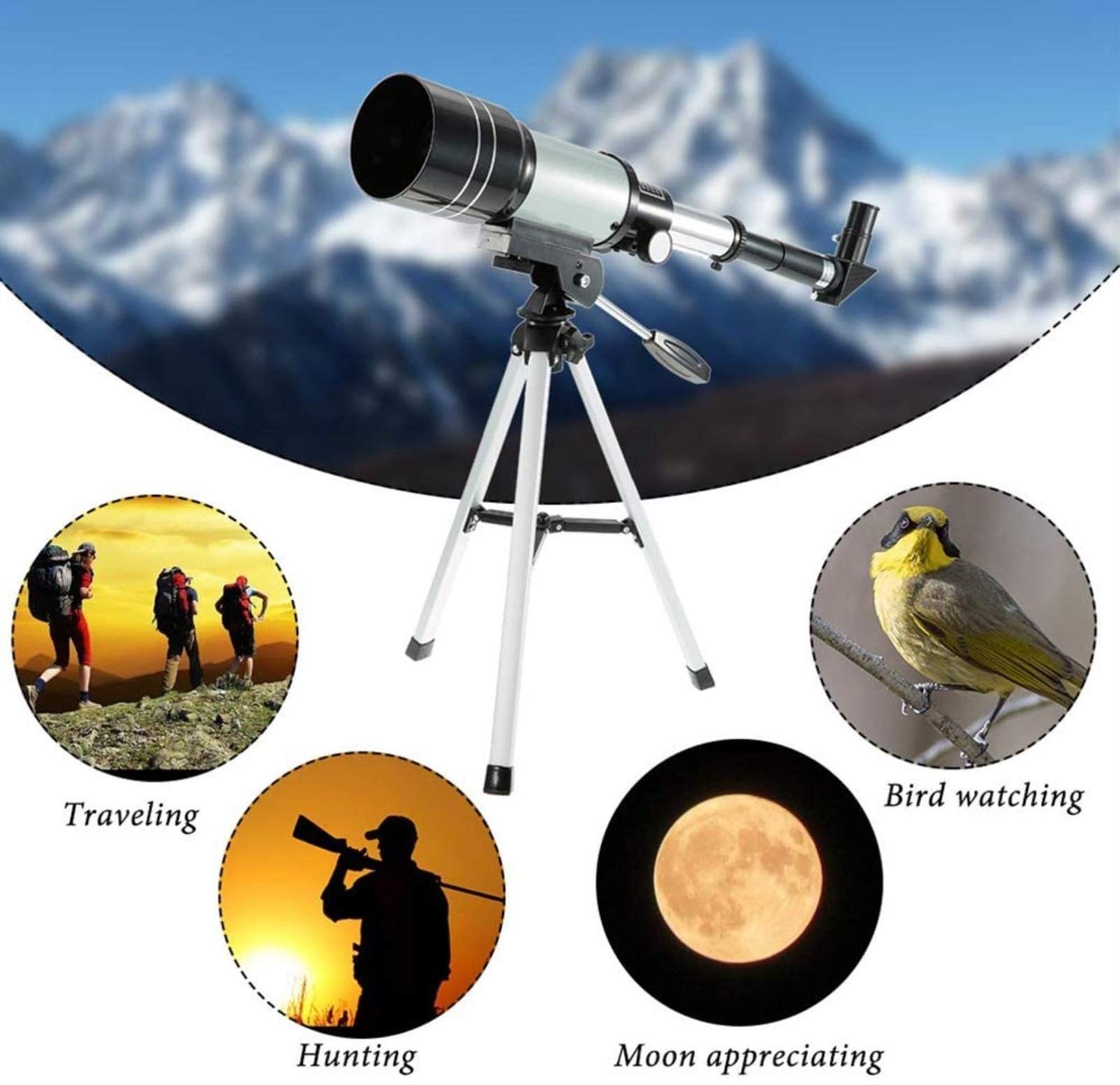 ABNNHK 70mm Portable Refractor Telescope for Kids & Astronomy Beginners - Includes Magnification Eyepieces, Tripod & Finder Scope | Perfect for Stargazing, Moon Observation & Outdoor Exploration