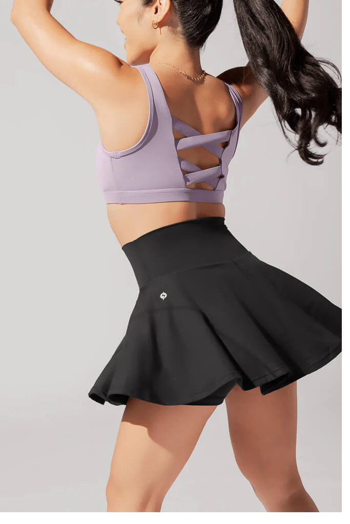 Twirl Skort for Women - Black High Waist Tennis Skirt with Built-in Shorts | Perfect for Running, Yoga, and Casual Wear