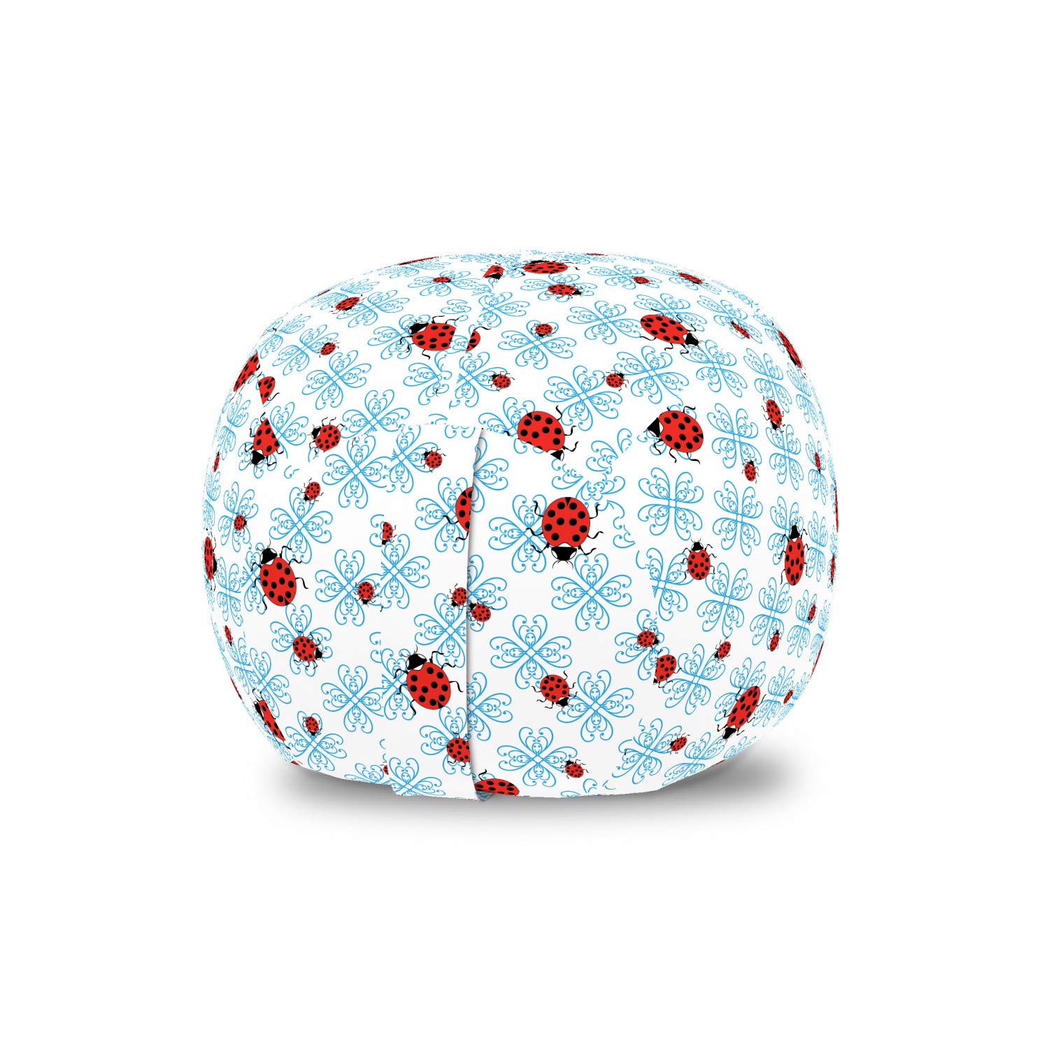 Ambesonne Ladybugs Storage Toy Bag Chair - Lucky Charm Beetle Design, Modern Ornamental Stuffed Animal Organizer, Washable Multicolor Small Size - Perfect for Kids' Room, Playroom & Nursery Storage