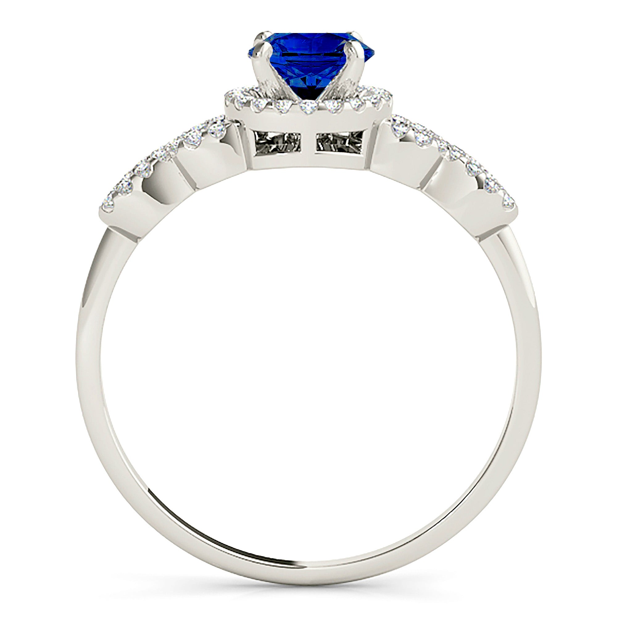 1.35 Carat Genuine Blue Sapphire Engagement Ring - Halo Setting with Diamond Accents - Perfect for Wedding, Anniversary & Special Occasion Gifts