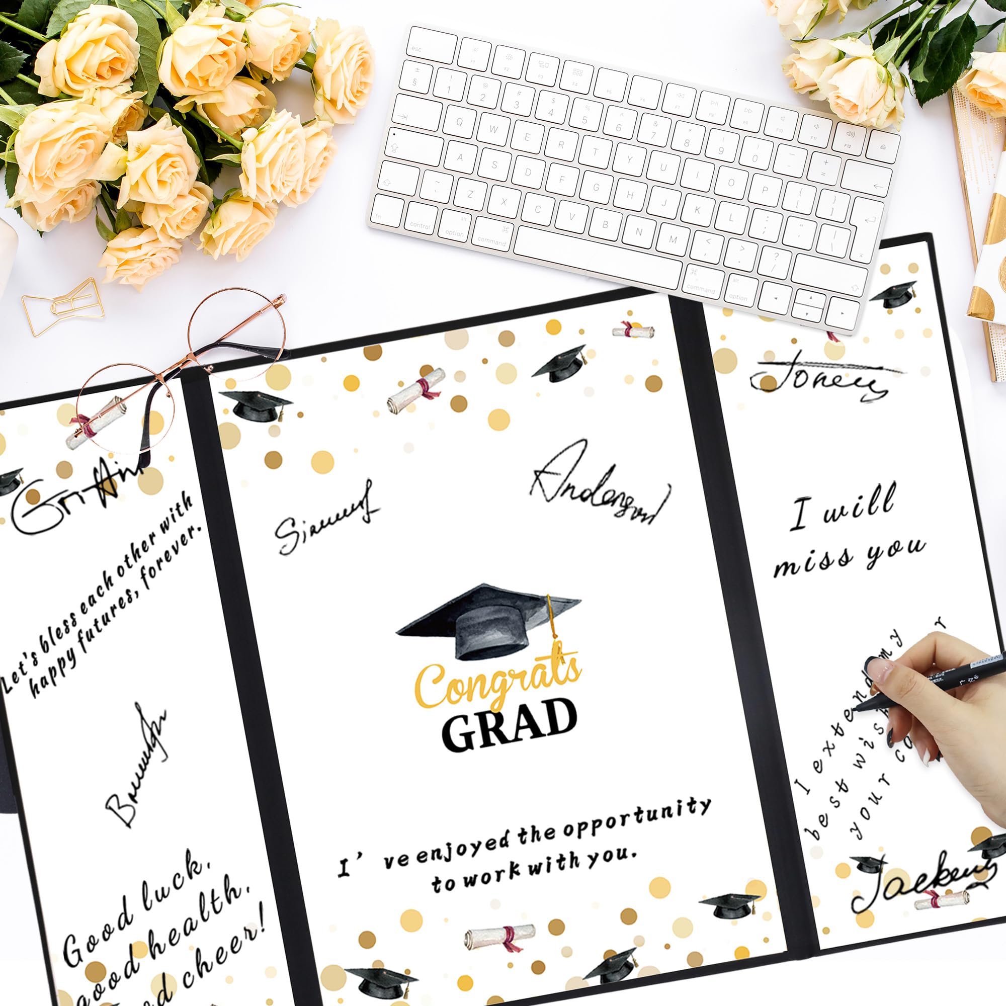 Black Gold Class of 2025 Graduation Party Decorations - Alternative Signature Guest Book & Signing Card Board - Perfect for Graduation Gifts & Celebration Decor (Graduation Party, Senior Year Memories, Commencement Ceremony)