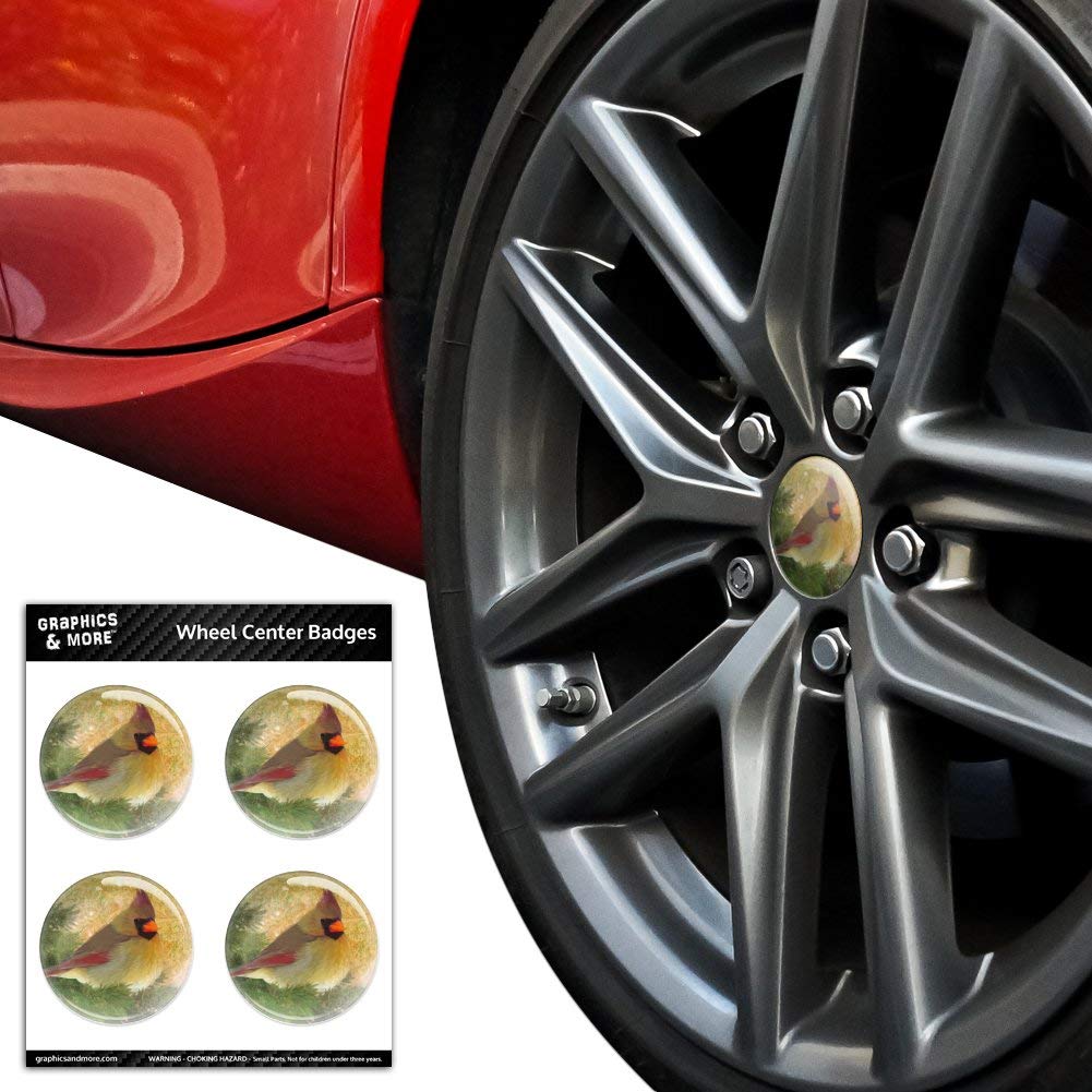 Christmas Cardinal Bird Resin-Topped Wheel Center Caps - Holiday Tire Badge Stickers for Cars, Trucks & SUVs - Perfect for Festive Vehicle Decorations & Gift Giving