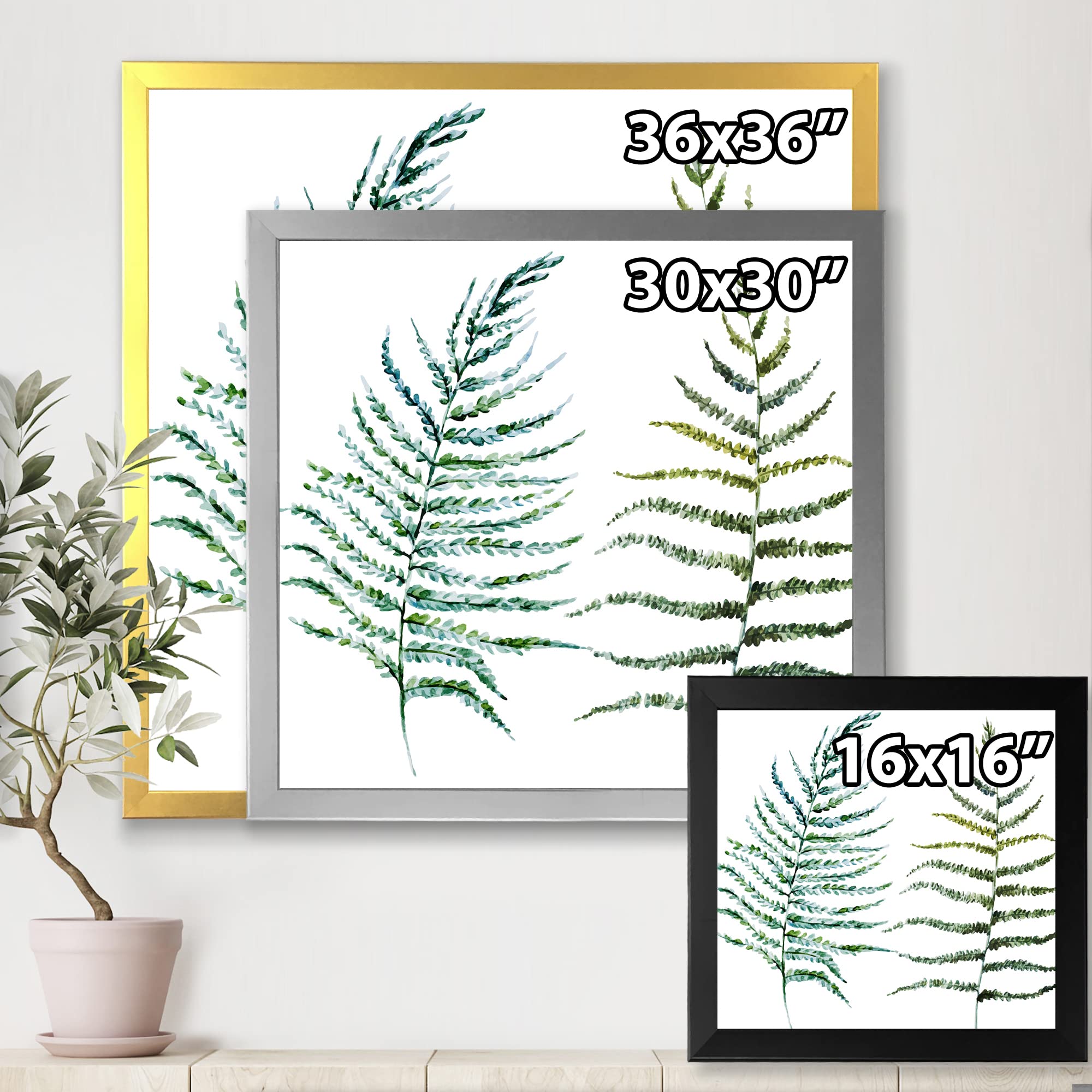 Two Fern Leaves Farmhouse Framed Wall Art - Rustic Botanical Decor for Living Room, Bedroom & Office - Perfect for Home & Office Decor