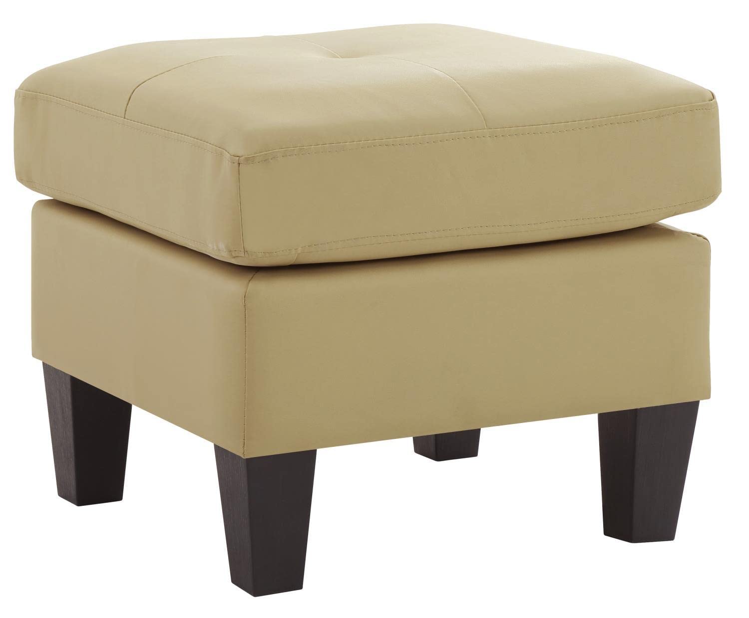Glory Furniture Living Room Ottoman - Beige Faux Leather Storage Bench, Soft Padded Footrest & Extra Seating for Home, Office or Bedroom