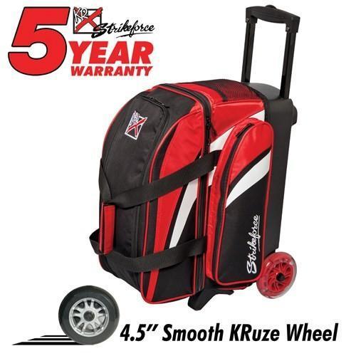 KR Strikeforce Cruiser Smooth Double Roller Bowling Bag - Red, White & Black - Perfect for League Play, Tournaments & Travel