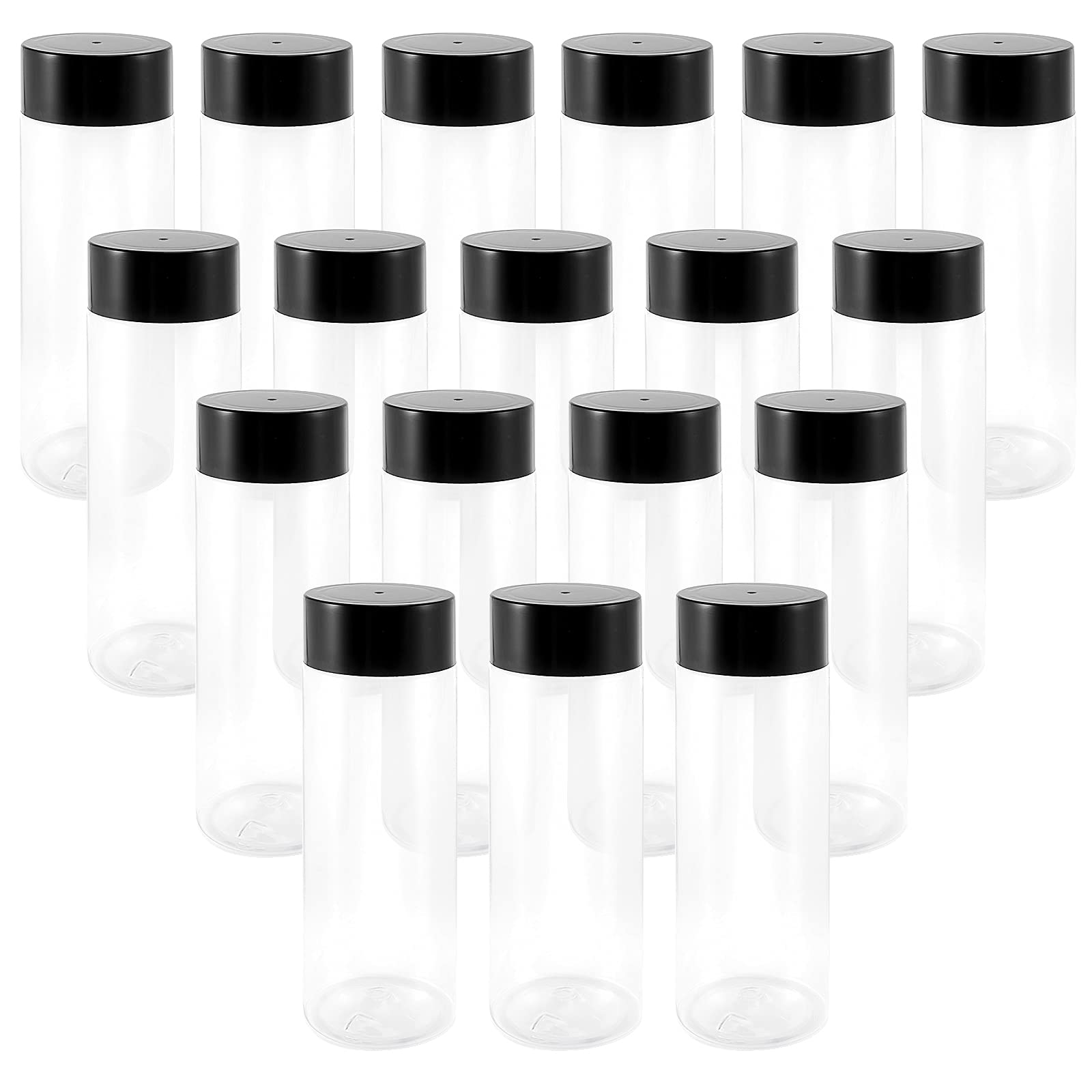 18 PCS 14 Oz Bulk Empty Sensory Bottles - Reusable Clear Plastic Juice Bottles with Lids - PET Drink Containers for Juice, Milk, Homemade Beverages - Perfect for DIY Crafts, Kids Sensory Play & Party Favors