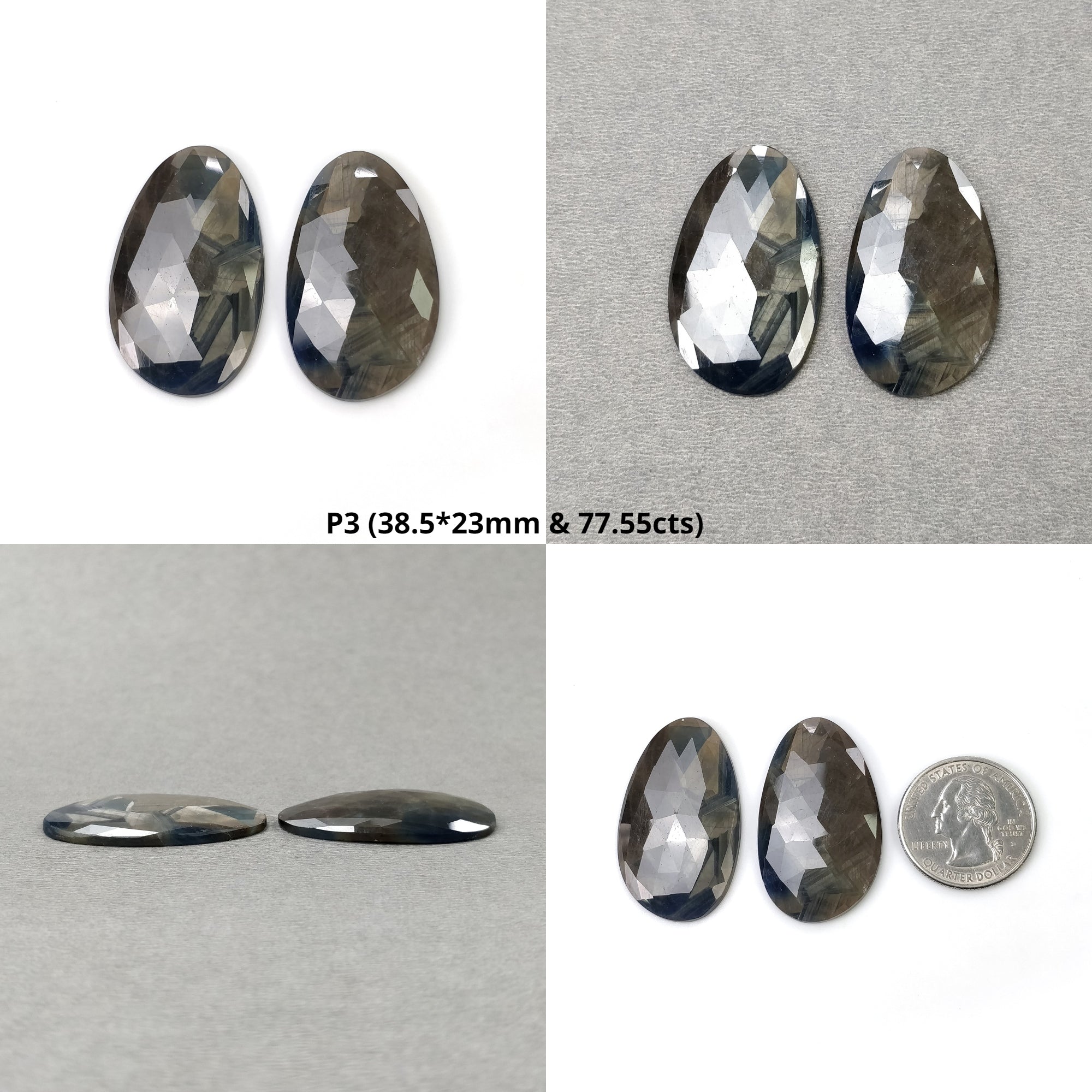 Natural Untreated Unheated Golden Brown Chocolate Blue Sheen Sapphire Gemstone - Rose Cut Egg Shape Pair for Jewelry Making, Engagement Rings & Unique Gifts